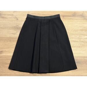 Ellen Tracy Black Pleated A-Line Skirt Size 2 Classic Career Midi
